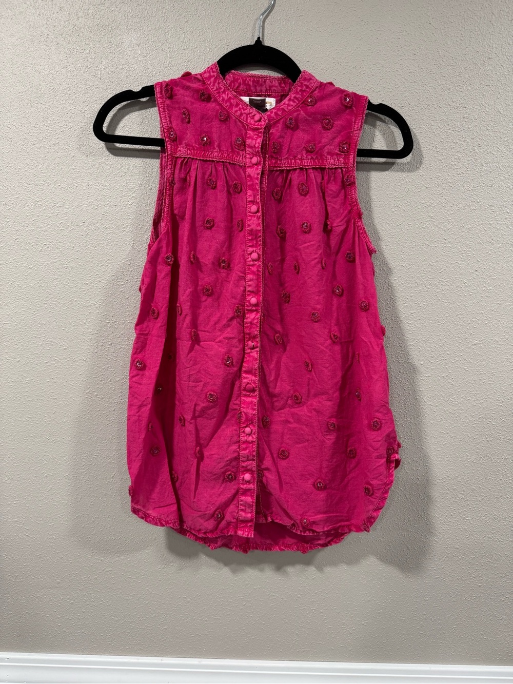 Pilcro Adria Textured Buttondown Top Hot Pink - Picture 2 of 7